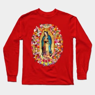 Our Lady of Guadalupe Mexican Virgin Mary Saint Mexico Catholic Mask Long Sleeve T-Shirt